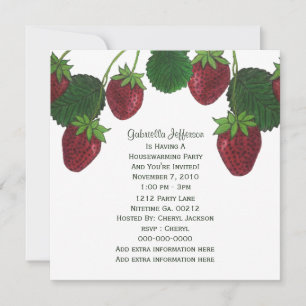 Strawberry Vine And Gingham: Party Invitation