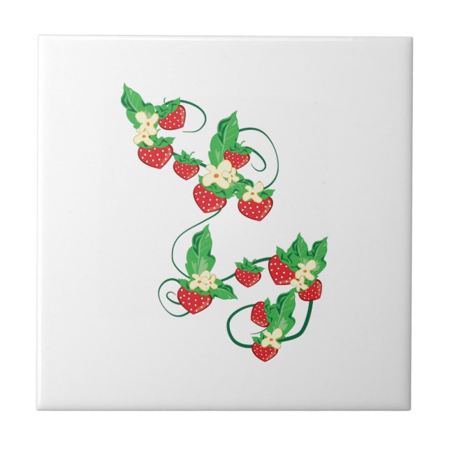 Strawberry Vine Ceramic Tile (Front)