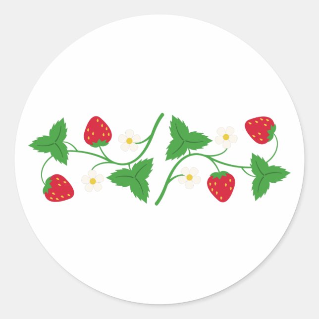 Strawberry Vine Classic Round Sticker (Front)