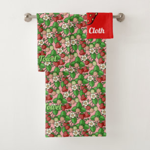 Strawberry Vine Pattern Bath Towel Set