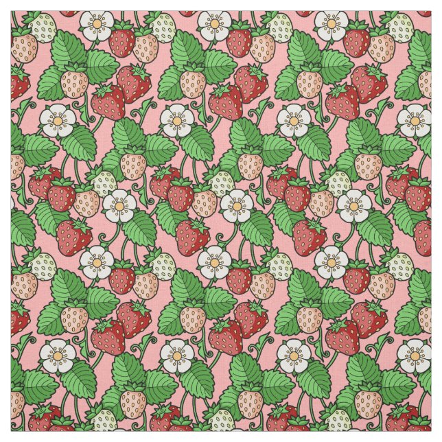 Strawberry Vine Pattern Fabric (Swatch)