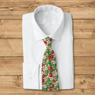 Strawberry Vine Pattern Neck Tie