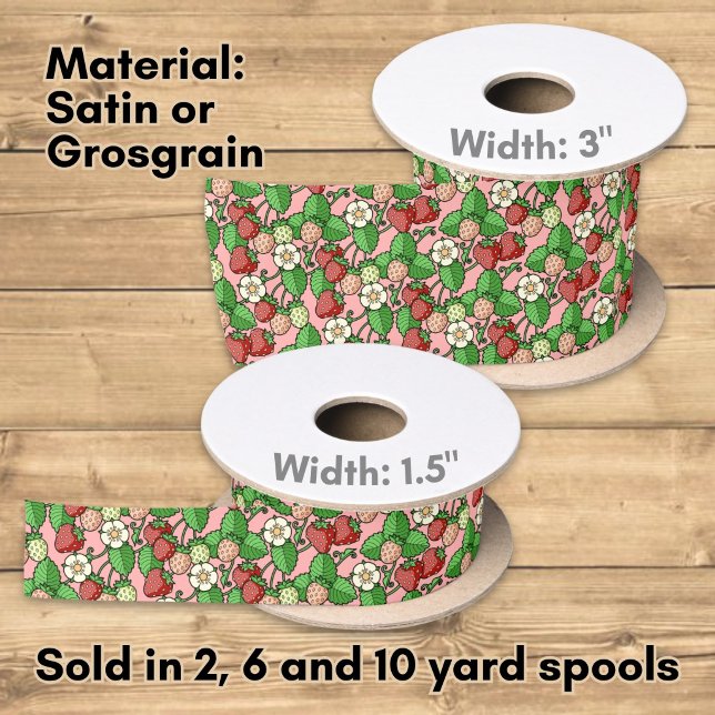 Strawberry Vine Pattern Satin Ribbon (Creator Uploaded)