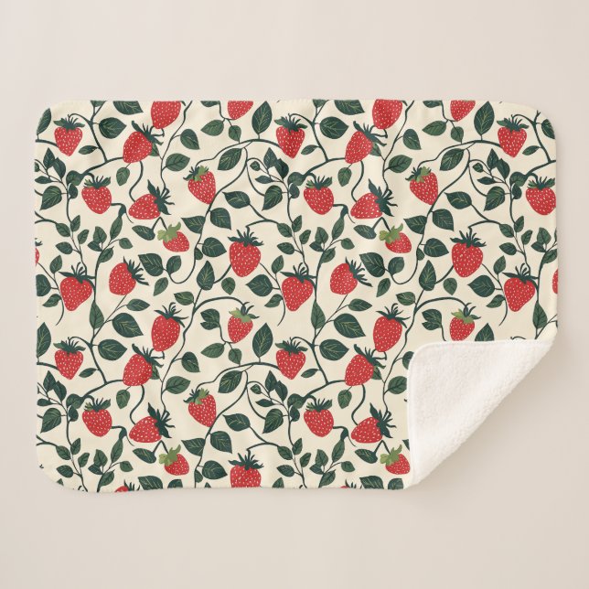 Strawberry Vine Pattern Sherpa Blanket (Front (Horizontal))