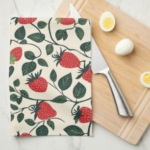 Strawberry Vine Pattern Tea Towel