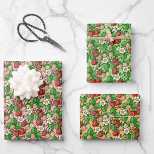 Strawberry Vine Pattern Wrapping Paper Sheets