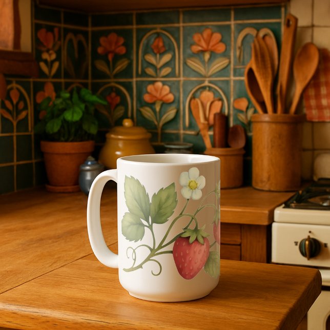 Strawberry Vine With Flowers Coffee Mug (Creator Uploaded)