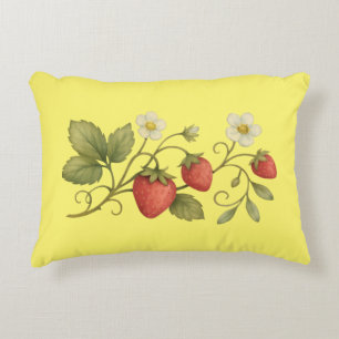 Strawberry Vine With Flowers Decorative Cushion