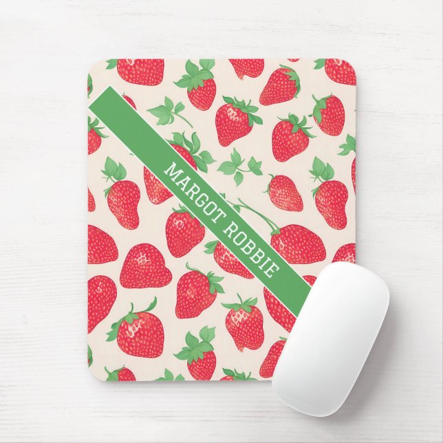 Strawberry Watercolor Colourful Pattern Mouse Pad (With Mouse)