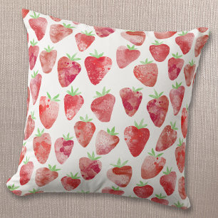 Strawberry Watercolor Cushion