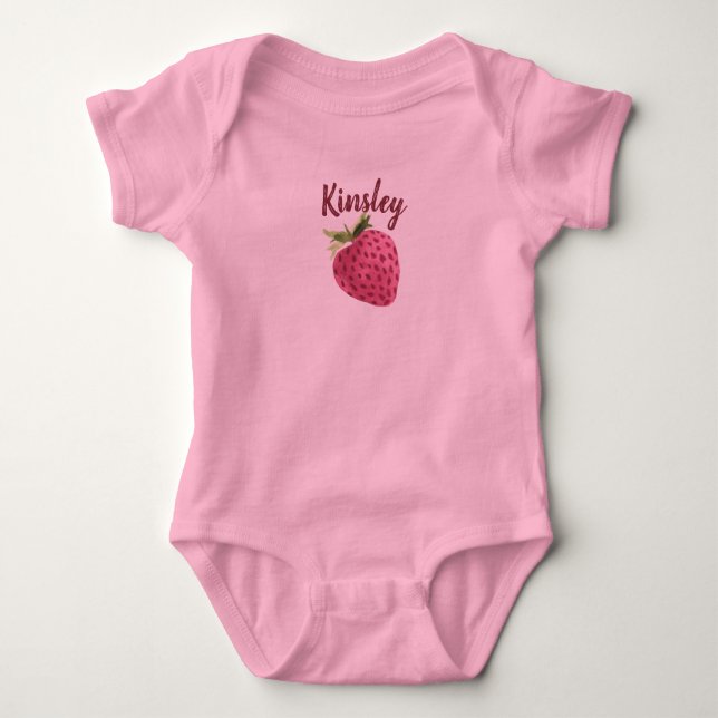 Strawberry Watercolor Customisable baby bodysuit (Front)