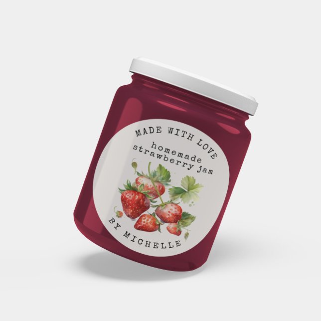 Strawberry Watercolor Jam Label Canning Sticker (Creator Uploaded)