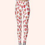 Strawberry Watercolor Leggings<br><div class="desc">Sweet strawberry watercolor pattern in red, pink and white. Original art by Nic Squirrell.</div>