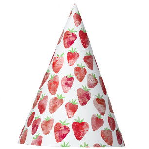 Strawberry Watercolor Party Hat