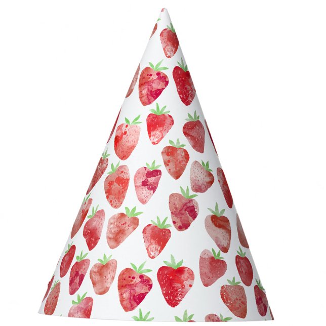 Strawberry Watercolor Party Hat (Strawberry berry sweet watercolor pattern party hat)