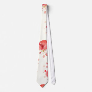 Strawberry Watercolor Pattern Red Fruit Art Tie