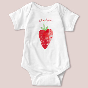 Strawberry Watercolor Personalised Baby Bodysuit