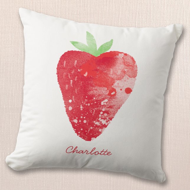 Strawberry Watercolor Personalised Cushion (Creator Uploaded)
