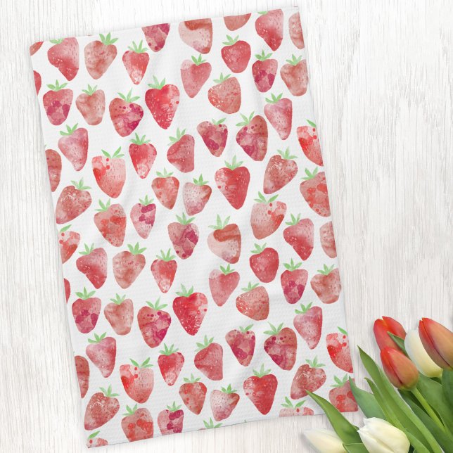 Strawberry Watercolor Tea Towel (Creator Uploaded)