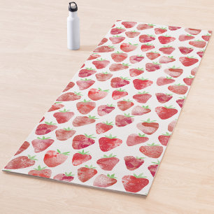 Strawberry Watercolor Yoga Mat