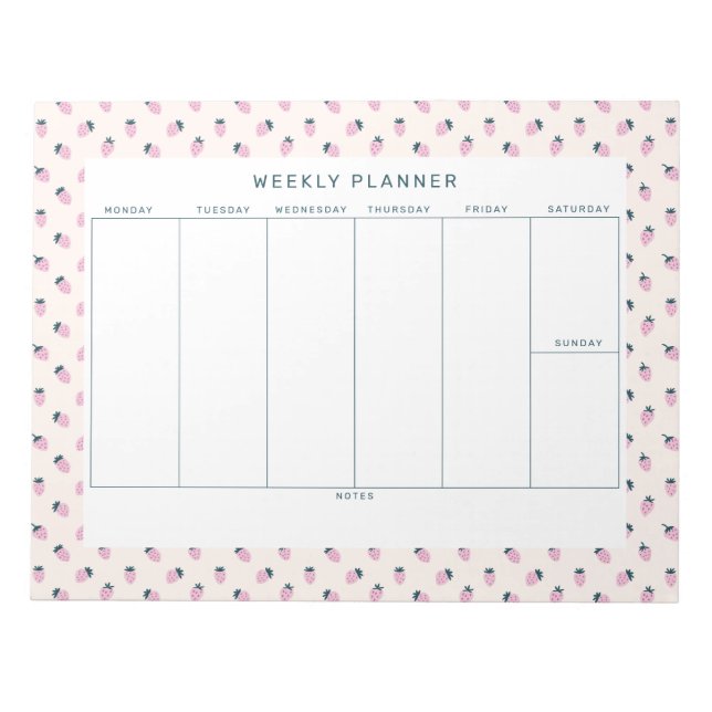 Strawberry Weekly Planner Notepad (Front)