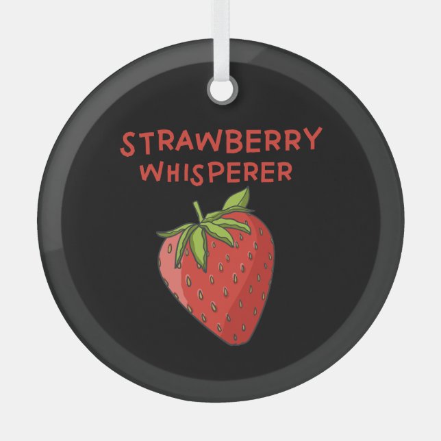Strawberry Whisperer Glass Tree Decoration (Front)