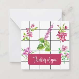 Strawberry & White Colour Thank You Flat Note Card