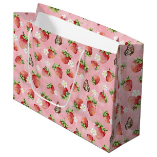 Strawberry with Butterfly Large Gift Bag