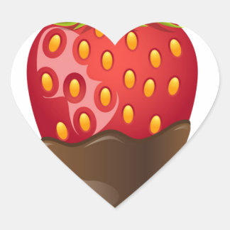 Strawberry with chocolate heart sticker