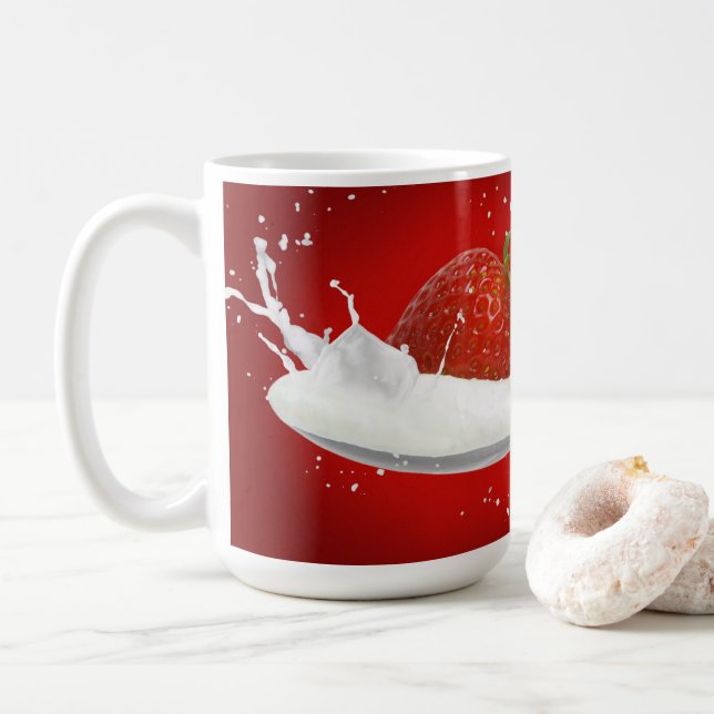 Strawberry with milk splash coffee mug (With Donut)