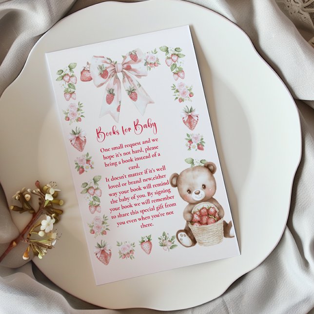 Strawberry Woodland Baby Shower Books for Baby  Enclosure Card (Creator Uploaded)