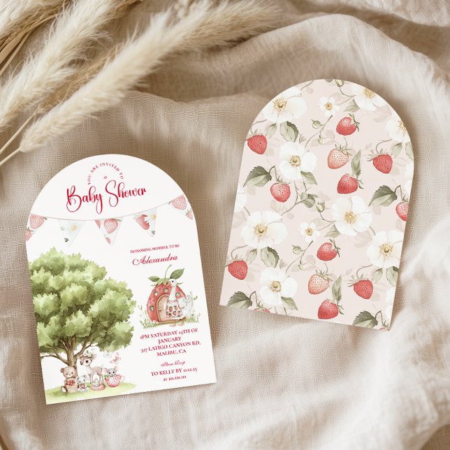 Strawberry Woodland Baby Shower Invitation (Creator Uploaded)