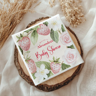 Strawberry Woodland Baby Shower Napkin