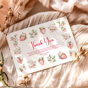 Strawberry Woodland Baby Shower Thank You Card
