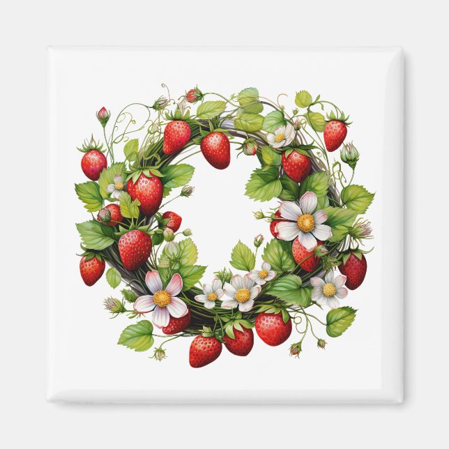 Strawberry Wreath Magnet   (Front)