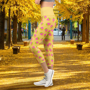 Strawberry Yellow Capri Leggings