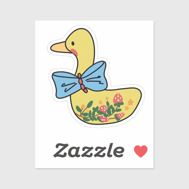 Strawberry Yellow Duck Lady With Blue Bowtie (Sheet)