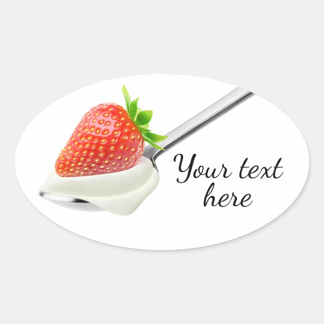 Strawberry yogurt oval sticker (Front)