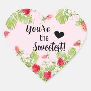 Strawberry You're the Sweetest Heart Sticker