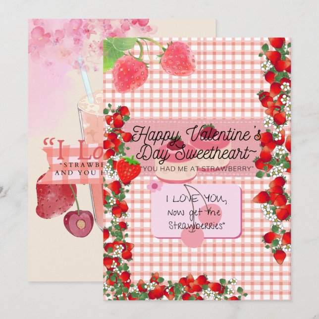 Strawberry'Valentine Holiday Card (Front/Back)