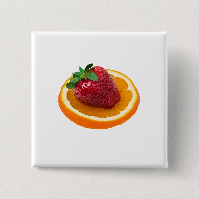 Strawbery and orange 15 cm square badge (Front)