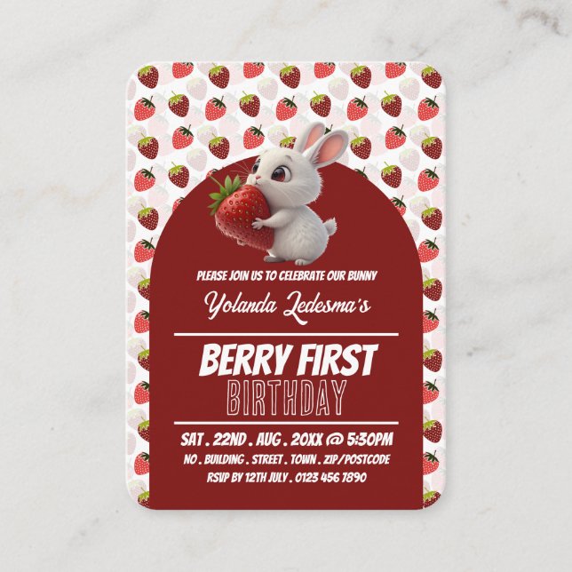Strawbunny, Berry First Birthday Handout Tickets (Front)