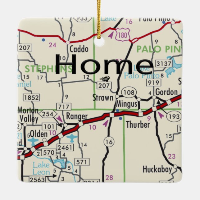 Strawn TX Map Ceramic Ornament (Back)