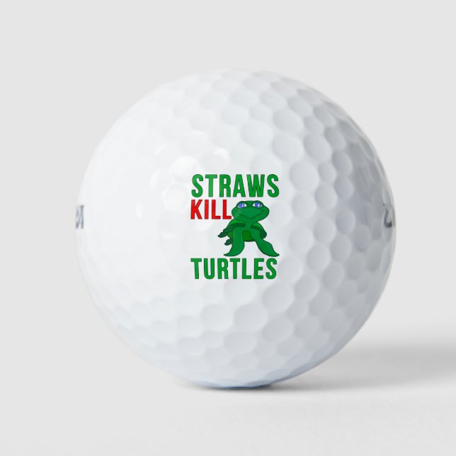Straws Kill Turtles Golf Balls (Front)