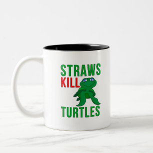 Straws Kill Turtles Two-Tone Coffee Mug