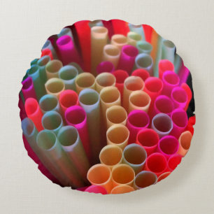 Straws Round Pillow