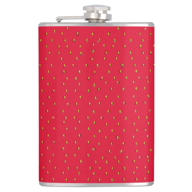 Strawsberry Background red Hip Flask (Front)