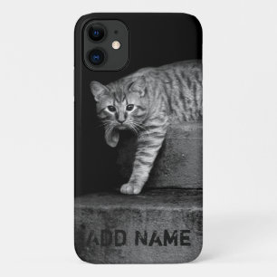 Stray Cat on Stairs - Personalizable iPhone 11 Case