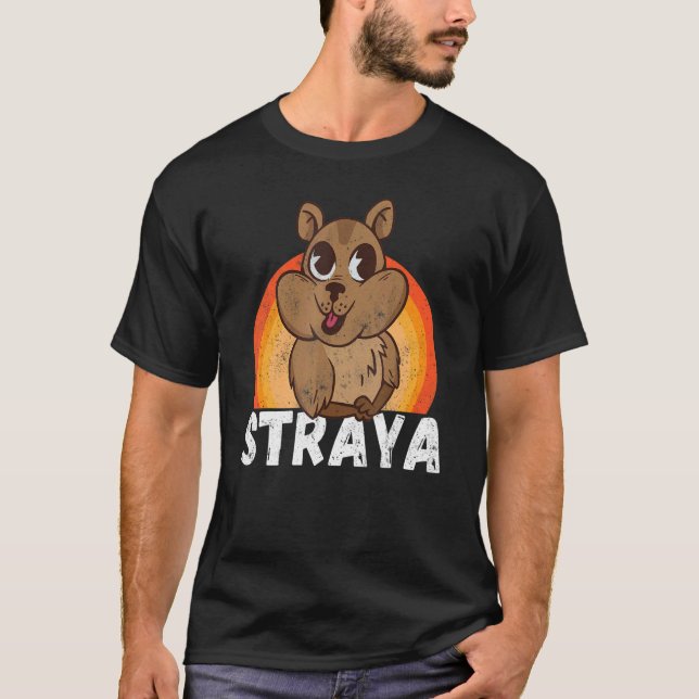 Straya Patriotic Australian Wombat Animal Cute Aus T-Shirt (Front)