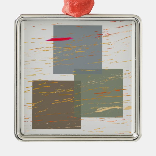 Streak Squares Metal Ornament (Front)
